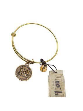 Stay Strong Gold-Tone Bangle Bracelet With Inspirational Charm By Bella Ryann